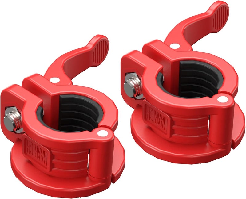 MAXRICH T Barbell Clamp 1 inch Multiple Sizes & Adjustable Weight Clips for Barbell Quick Release Barbell Clips|Barbell Collar Bar Locks for Weight Lifting (Red) - Image 1